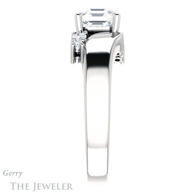 14k White Gold Asscher Cut Forever One Engagement Ring Setting #GTJ1131-asscher-fo-w 3 14k White Gold Asscher Cut Forever One Engagement Ring Setting #GTJ1131-asscher-fo-w