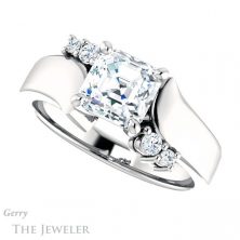 14k White Gold Asscher Cut Forever One Engagement Ring Setting #GTJ1131-asscher-fo-w 5 14k White Gold Asscher Cut Forever One Engagement Ring Setting #GTJ1131-asscher-fo-w