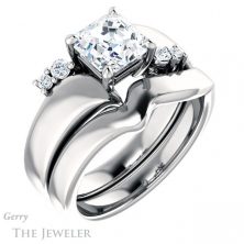 14k White Gold Asscher Cut Forever One Engagement Ring Setting #GTJ1131-asscher-fo-w 6 14k White Gold Asscher Cut Forever One Engagement Ring Setting #GTJ1131-asscher-fo-w