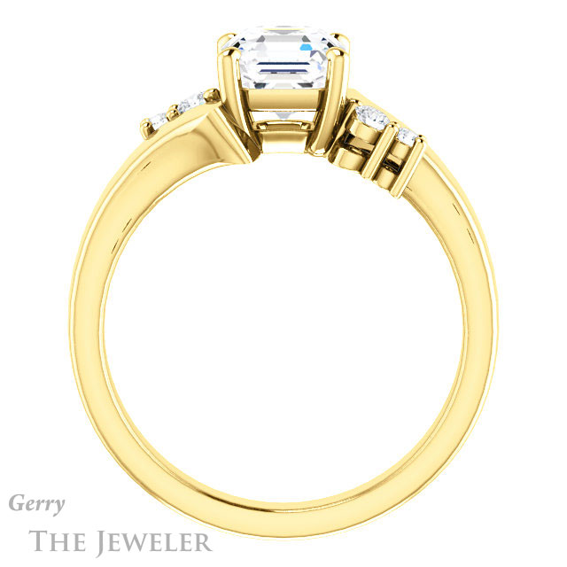 14k Yellow Gold Asscher Cut Forever One Engagement Ring Setting #GTJ1131-asscher-fo-y