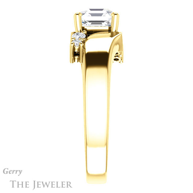 14k Yellow Gold Asscher Cut Forever One Engagement Ring Setting #GTJ1131-asscher-fo-y 3 14k Yellow Gold Asscher Cut Forever One Engagement Ring Setting #GTJ1131-asscher-fo-y