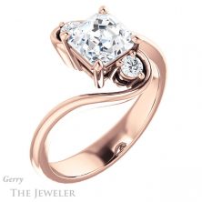 14k Rose Gold Asscher Cut Forever One Engagement Ring Setting #GTJ1132-asscher-fo-r