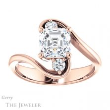 14k Rose Gold Asscher Cut Forever One Engagement Ring Setting #GTJ1132-asscher-fo-r