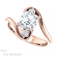 14k Rose Gold Asscher Cut Forever One Engagement Ring Setting #GTJ1132-asscher-fo-r
