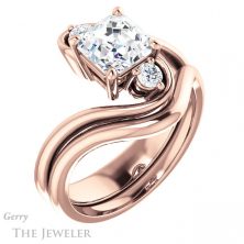 14k Rose Gold Asscher Cut Forever One Engagement Ring Setting #GTJ1132-asscher-fo-r