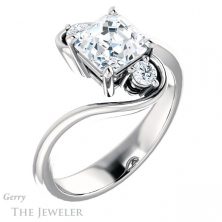 14k White Gold Asscher Cut Forever One Engagement Ring Setting #GTJ1132-asscher-fo-w