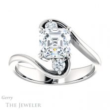 14k White Gold Asscher Cut Forever One Engagement Ring Setting #GTJ1132-asscher-fo-w