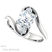 14k White Gold Asscher Cut Forever One Engagement Ring Setting #GTJ1132-asscher-fo-w