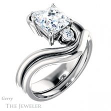 14k White Gold Asscher Cut Forever One Engagement Ring Setting #GTJ1132-asscher-fo-w