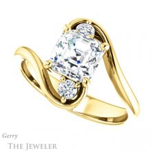 14k Yellow Gold Asscher Cut Forever One Engagement Ring Setting #GTJ1132-asscher-fo-y