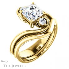14k Yellow Gold Asscher Cut Forever One Engagement Ring Setting #GTJ1132-asscher-fo-y