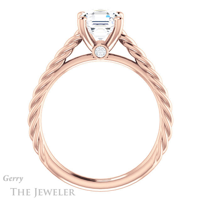 14k Rose Gold Asscher Cut Forever One Engagement Ring Setting #GTJ1134-asscher-fo-r