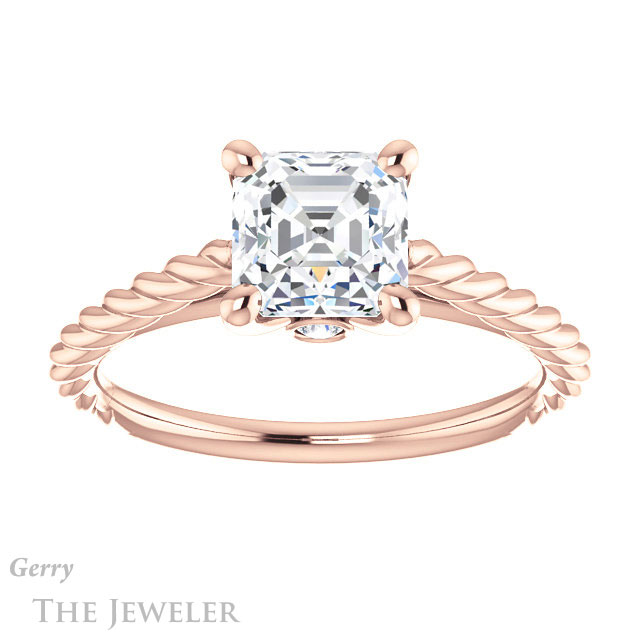 14k Rose Gold Asscher Cut Forever One Engagement Ring Setting #GTJ1134-asscher-fo-r