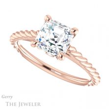 14k Rose Gold Asscher Cut Forever One Engagement Ring Setting #GTJ1134-asscher-fo-r 5 14k Rose Gold Asscher Cut Forever One Engagement Ring Setting #GTJ1134-asscher-fo-r