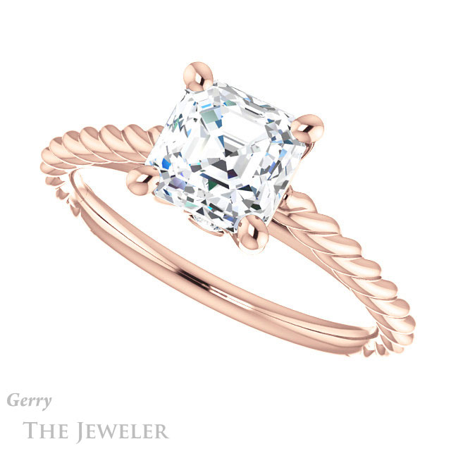 14k Rose Gold Asscher Cut Forever One Engagement Ring Setting #GTJ1134-asscher-fo-r 5 14k Rose Gold Asscher Cut Forever One Engagement Ring Setting #GTJ1134-asscher-fo-r