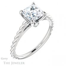 14k White Gold Asscher Cut Forever One Engagement Ring Setting #GTJ1134-asscher-fo-w