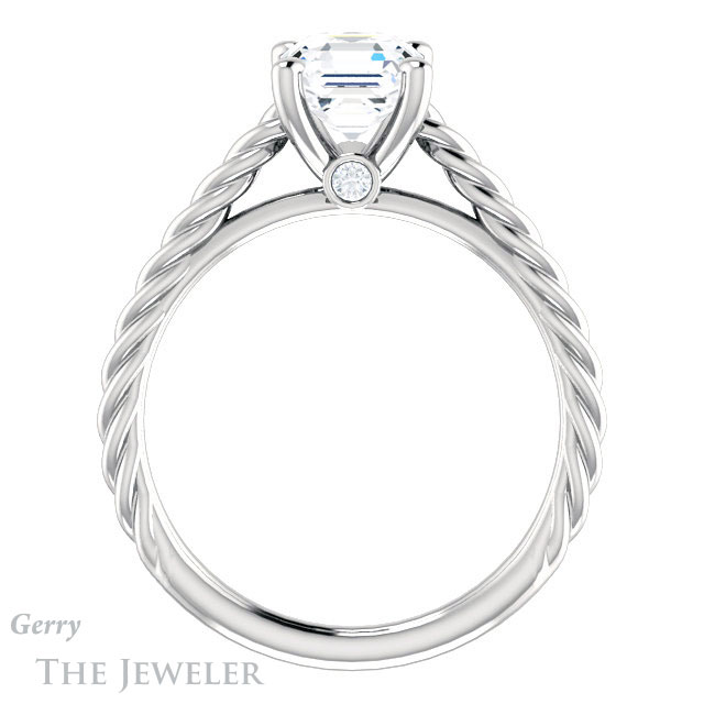 14k White Gold Asscher Cut Forever One Engagement Ring Setting #GTJ1134-asscher-fo-w