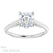 14k White Gold Asscher Cut Forever One Engagement Ring Setting #GTJ1134-asscher-fo-w