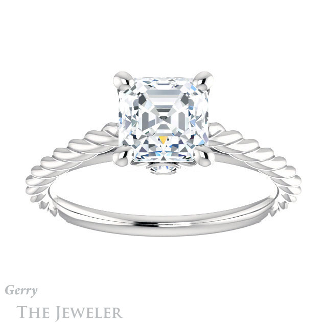 14k White Gold Asscher Cut Forever One Engagement Ring Setting #GTJ1134-asscher-fo-w
