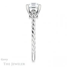 14k White Gold Asscher Cut Forever One Engagement Ring Setting #GTJ1134-asscher-fo-w