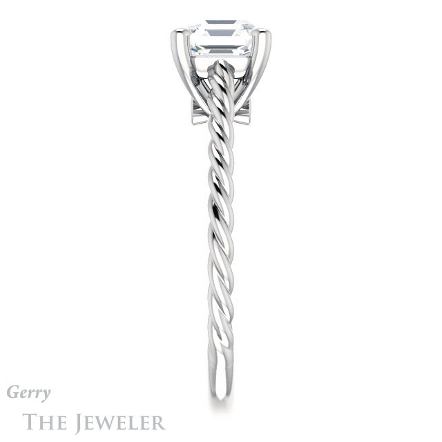 14k White Gold Asscher Cut Forever One Engagement Ring Setting #GTJ1134-asscher-fo-w