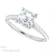 14k White Gold Asscher Cut Forever One Engagement Ring Setting #GTJ1134-asscher-fo-w
