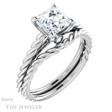 14k White Gold Asscher Cut Forever One Engagement Ring Setting #GTJ1134-asscher-fo-w