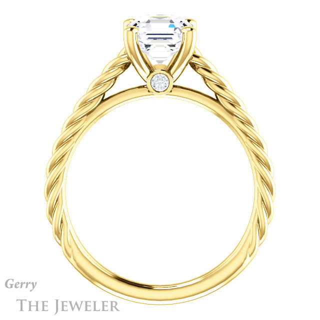 14k Yellow Gold Asscher Cut Forever One Engagement Ring Setting #GTJ1134-asscher-fo-y