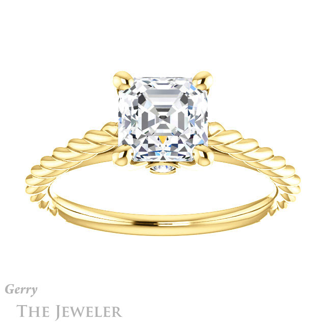 14k Yellow Gold Asscher Cut Forever One Engagement Ring Setting #GTJ1134-asscher-fo-y