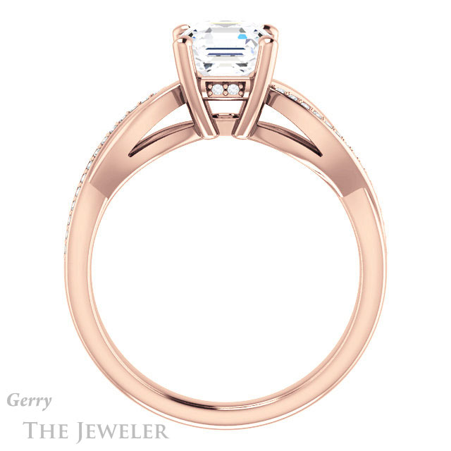 14k Rose Gold Asscher Cut Forever One Engagement Ring Setting #GTJ1135-asscher-fo-r