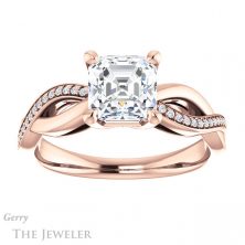 14k Rose Gold Asscher Cut Forever One Engagement Ring Setting #GTJ1135-asscher-fo-r 1 14k Rose Gold Asscher Cut Forever One Engagement Ring Setting #GTJ1135-asscher-fo-r