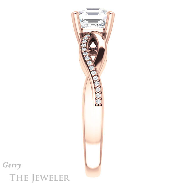 14k Rose Gold Asscher Cut Forever One Engagement Ring Setting #GTJ1135-asscher-fo-r 3 14k Rose Gold Asscher Cut Forever One Engagement Ring Setting #GTJ1135-asscher-fo-r