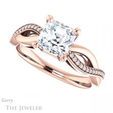 14k Rose Gold Asscher Cut Forever One Engagement Ring Setting #GTJ1135-asscher-fo-r 5 14k Rose Gold Asscher Cut Forever One Engagement Ring Setting #GTJ1135-asscher-fo-r