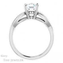 14k White Gold Asscher Cut Forever One Engagement Ring Setting #GTJ1135-asscher-fo-w 2 14k White Gold Asscher Cut Forever One Engagement Ring Setting #GTJ1135-asscher-fo-w