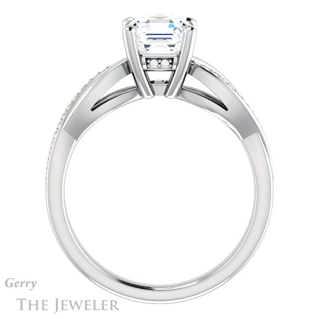 14k White Gold Asscher Cut Forever One Engagement Ring Setting #GTJ1135-asscher-fo-w