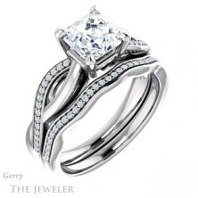 14k White Gold Asscher Cut Forever One Engagement Ring Setting #GTJ1135-asscher-fo-w 6 14k White Gold Asscher Cut Forever One Engagement Ring Setting #GTJ1135-asscher-fo-w