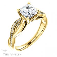 14k Yellow Gold Asscher Cut Forever One Engagement Ring Setting #GTJ1135-asscher-fo-y 4 14k Yellow Gold Asscher Cut Forever One Engagement Ring Setting #GTJ1135-asscher-fo-y