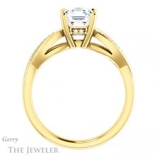 14k Yellow Gold Asscher Cut Forever One Engagement Ring Setting #GTJ1135-asscher-fo-y 2 14k Yellow Gold Asscher Cut Forever One Engagement Ring Setting #GTJ1135-asscher-fo-y