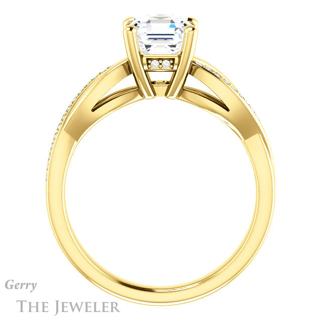 14k Yellow Gold Asscher Cut Forever One Engagement Ring Setting #GTJ1135-asscher-fo-y