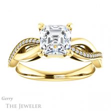 14k Yellow Gold Asscher Cut Forever One Engagement Ring Setting #GTJ1135-asscher-fo-y 1 14k Yellow Gold Asscher Cut Forever One Engagement Ring Setting #GTJ1135-asscher-fo-y