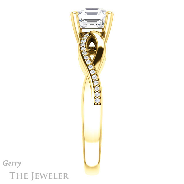 14k Yellow Gold Asscher Cut Forever One Engagement Ring Setting #GTJ1135-asscher-fo-y 3 14k Yellow Gold Asscher Cut Forever One Engagement Ring Setting #GTJ1135-asscher-fo-y