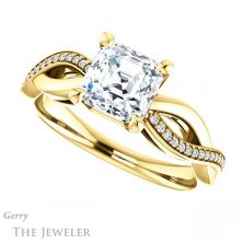 14k Yellow Gold Asscher Cut Forever One Engagement Ring Setting #GTJ1135-asscher-fo-y 5 14k Yellow Gold Asscher Cut Forever One Engagement Ring Setting #GTJ1135-asscher-fo-y