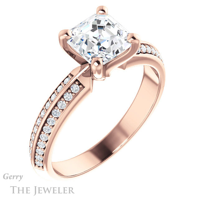 14k Rose Gold Asscher Cut Forever One Engagement Ring Setting #GTJ1136-asscher-fo-r 4 14k Rose Gold Asscher Cut Forever One Engagement Ring Setting #GTJ1136-asscher-fo-r