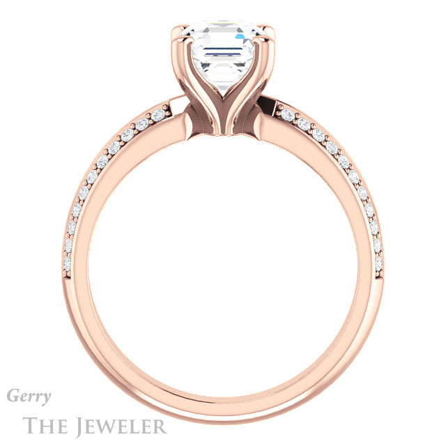14k Rose Gold Asscher Cut Forever One Engagement Ring Setting #GTJ1136-asscher-fo-r