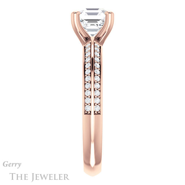 14k Rose Gold Asscher Cut Forever One Engagement Ring Setting #GTJ1136-asscher-fo-r 3 14k Rose Gold Asscher Cut Forever One Engagement Ring Setting #GTJ1136-asscher-fo-r