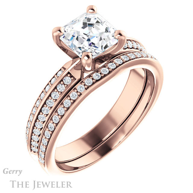 14k Rose Gold Asscher Cut Forever One Engagement Ring Setting #GTJ1136-asscher-fo-r 6 14k Rose Gold Asscher Cut Forever One Engagement Ring Setting #GTJ1136-asscher-fo-r