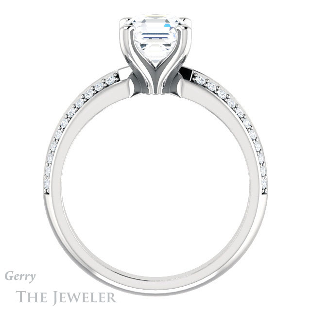 14k White Gold Asscher Cut Forever One Engagement Ring Setting #GTJ1136-asscher-fo-w