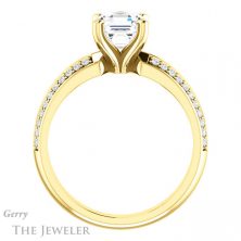 14k Yellow Gold Asscher Cut Forever One Engagement Ring Setting #GTJ1136-asscher-fo-y
