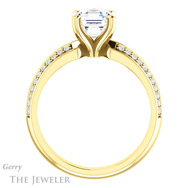 14k Yellow Gold Asscher Cut Forever One Engagement Ring Setting #GTJ1136-asscher-fo-y
