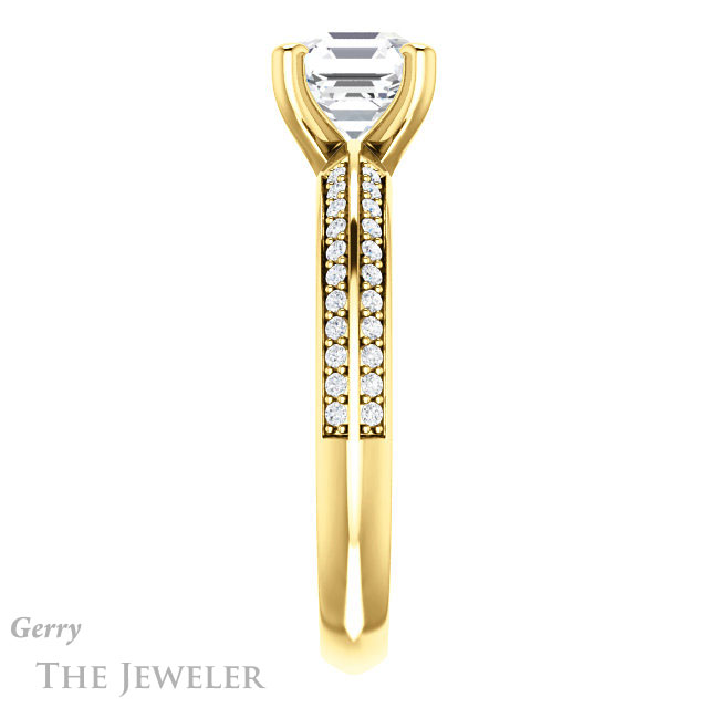 14k Yellow Gold Asscher Cut Forever One Engagement Ring Setting #GTJ1136-asscher-fo-y